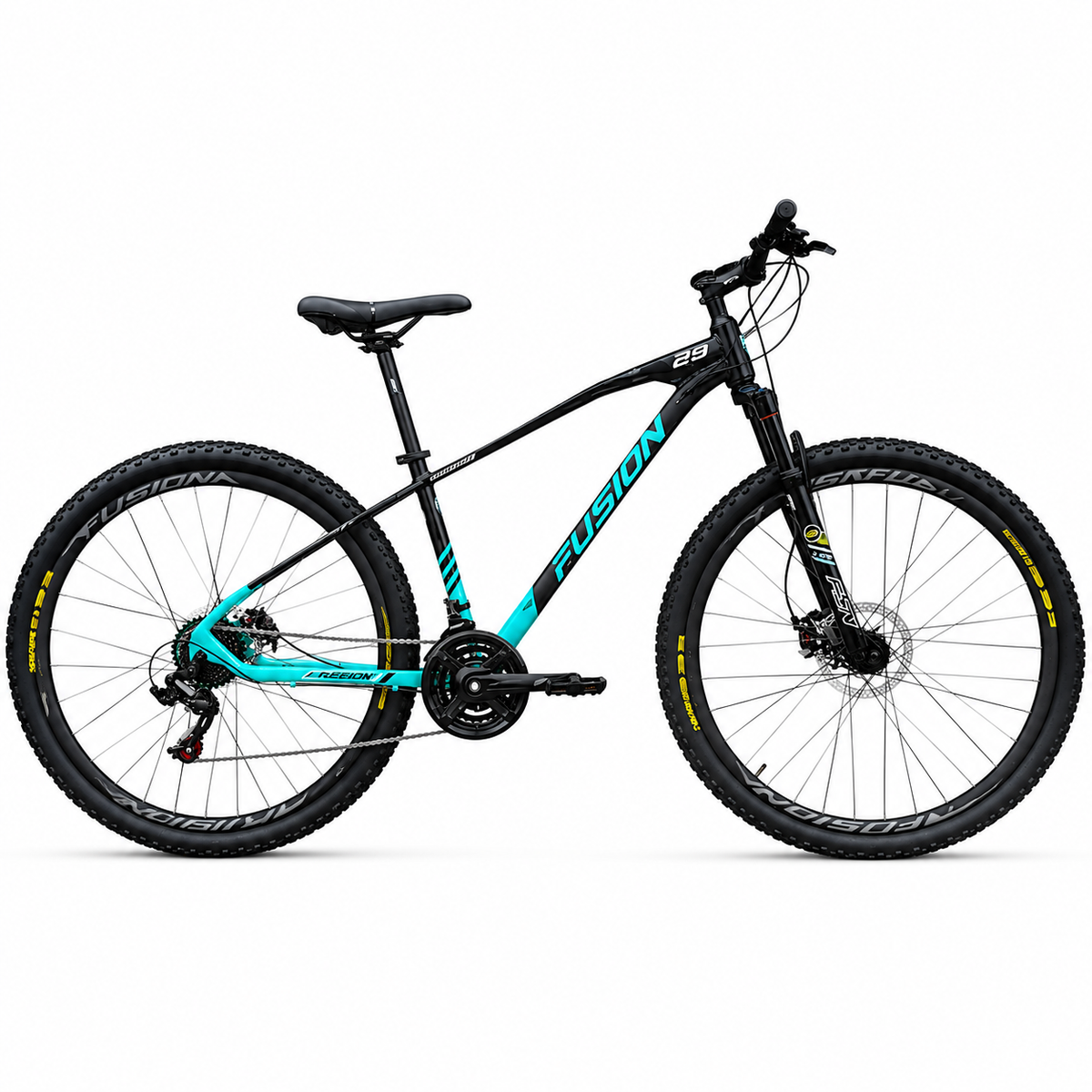 Bicicleta Fusion Korbin Rin 29 Hidraulica Negro Aguamarina Talla S
