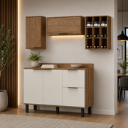 Cocina 180 cm Bahamas 4 Puertas 2 Cajones Almendra/Blanco Apagado