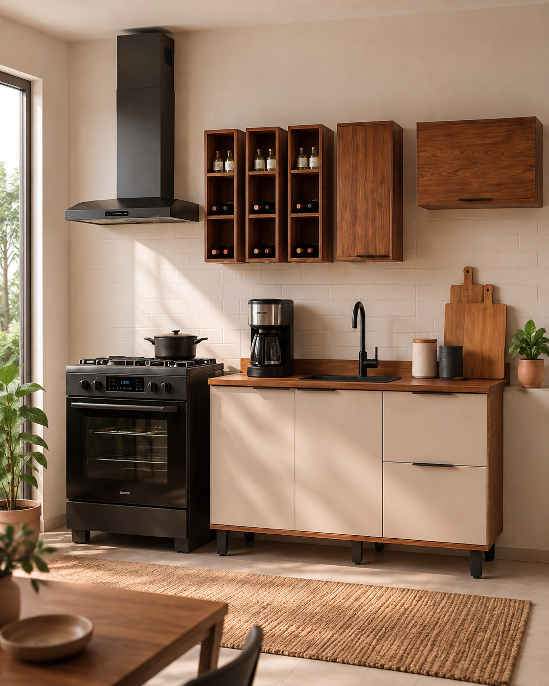 Cocina 180 cm Bahamas 4 Puertas 2 Cajones Almendra/Blanco Apagado