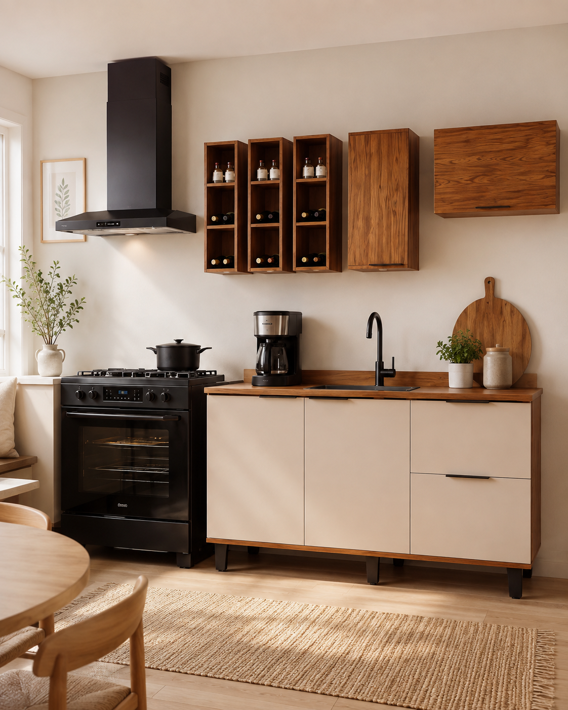 Cocina 180 cm Bahamas 4 Puertas 2 Cajones Almendra/Blanco Apagado