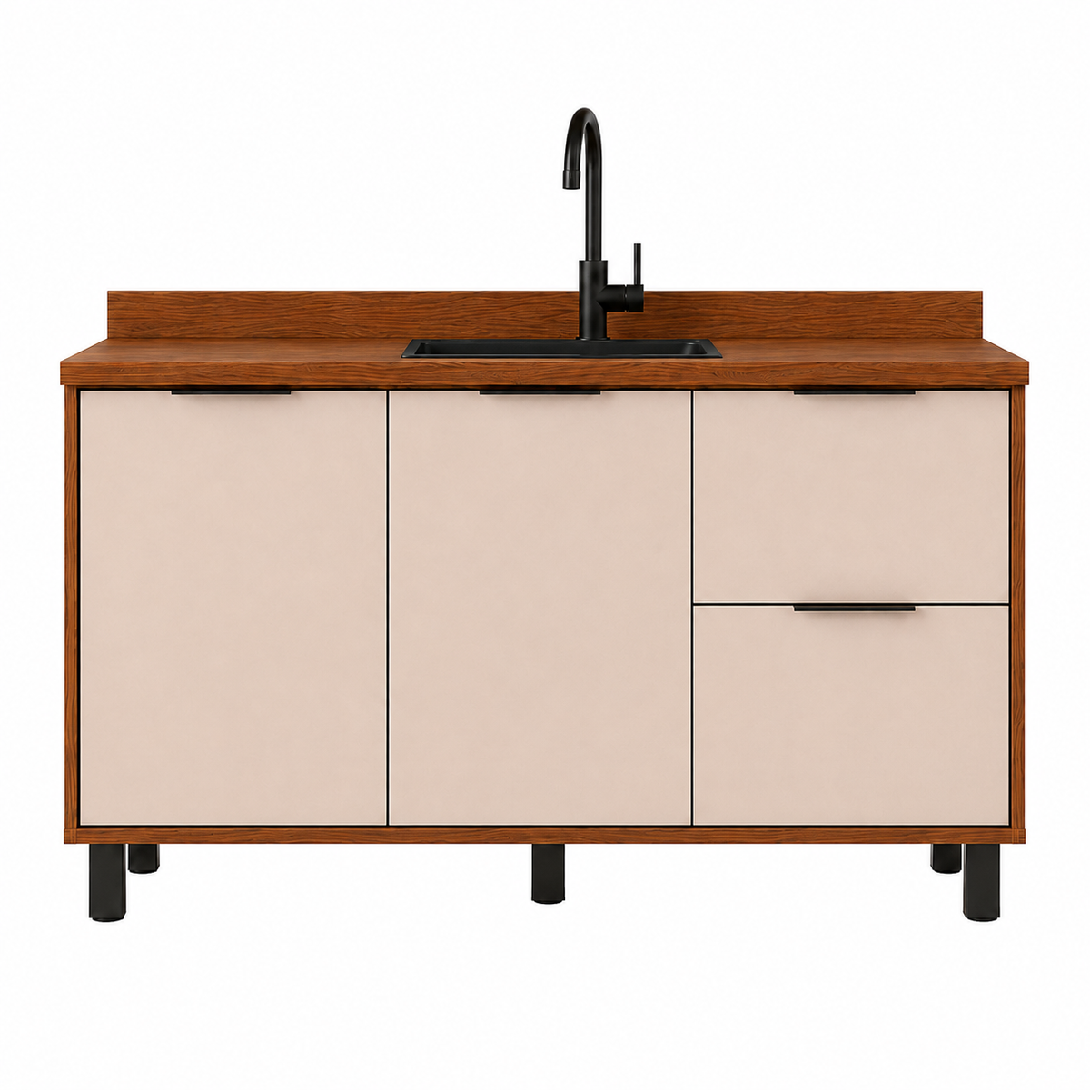 Cocina 180 cm Bahamas 4 Puertas 2 Cajones Almendra/Blanco Apagado
