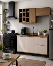 Cocina 180 cm Bahamas 4 Puertas 2 Cajones Almendra/Blanco Apagado