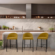 Butaco de bar lorenzo tela mostaza