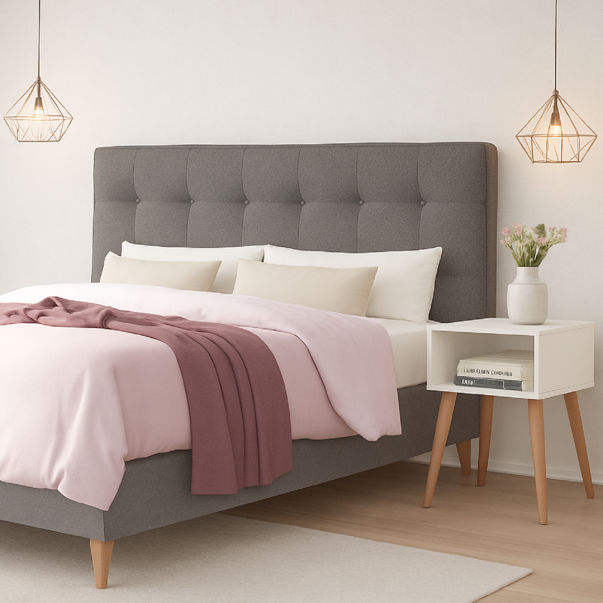 Cabecero Para Cama Doble 60x140x5cm Gris Memphis