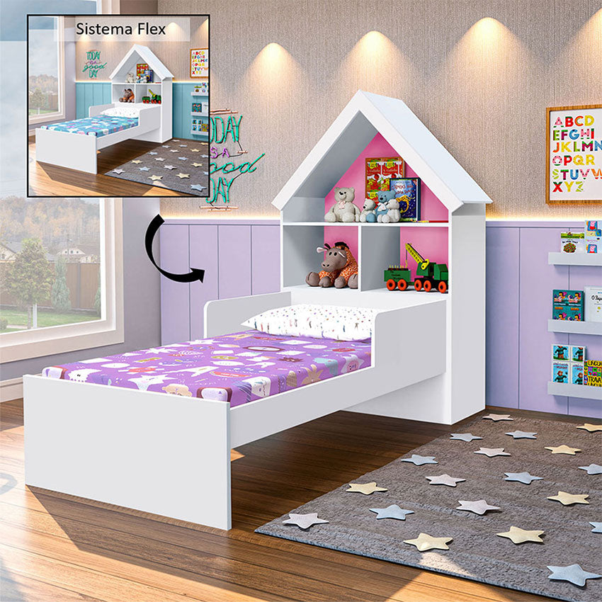 CAMA INFANTIL ARIEL BLANCO/ROSADO FLEX