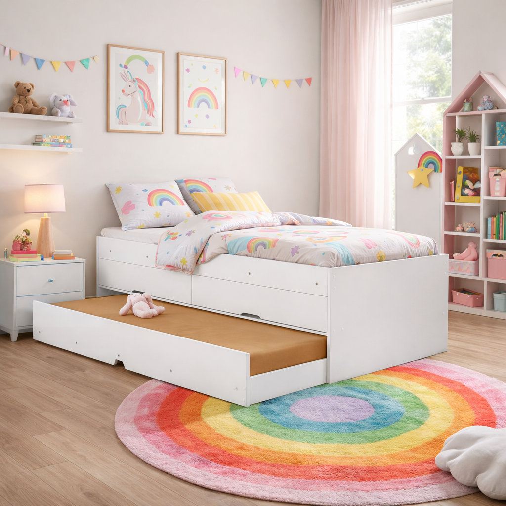 Cama sencilla mar blanco