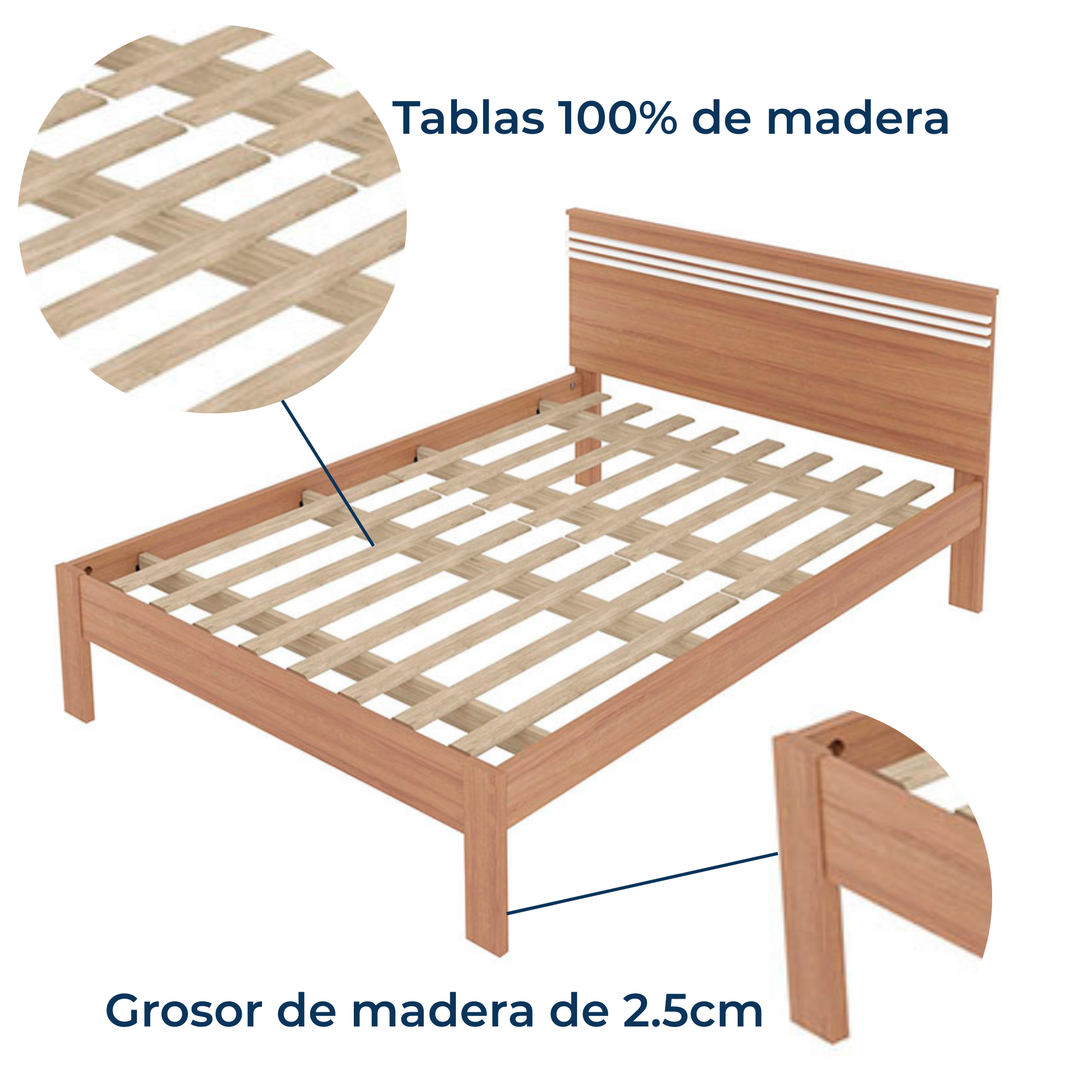 Cama Doble Kaia Almendra/Blanco