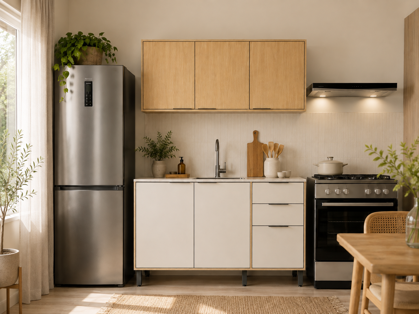 Cocina 120 cm Canarias 6 Puertas 2 Cajones Almendra/Blanco Apagado