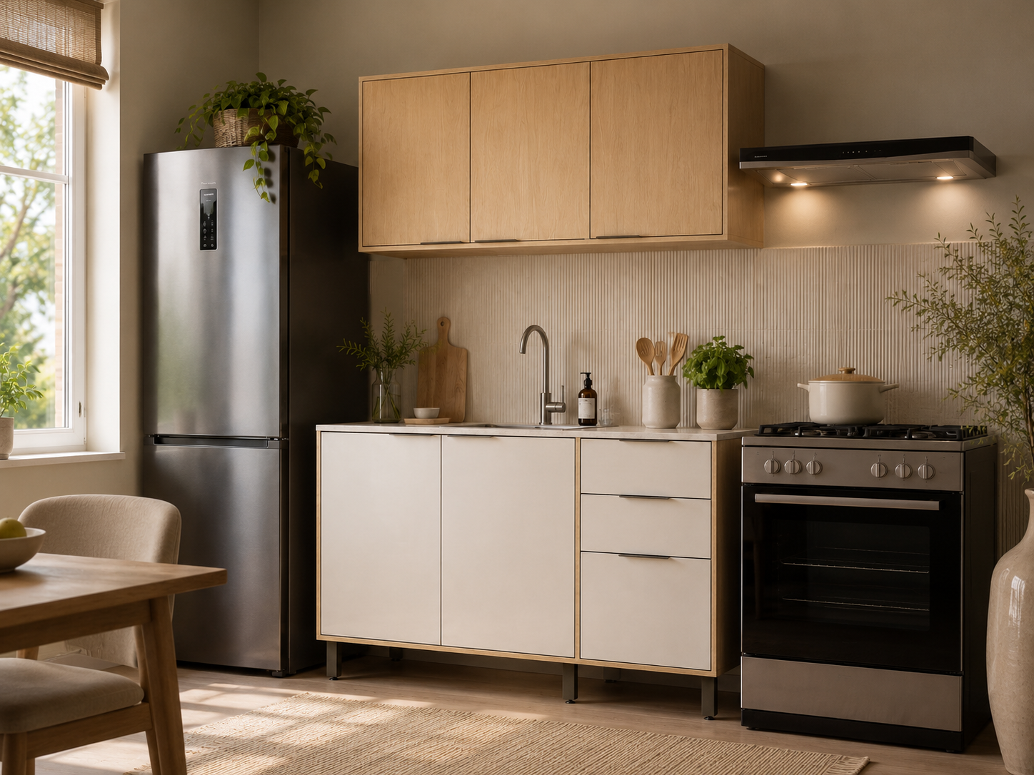 Cocina 120 cm Canarias 6 Puertas 2 Cajones Almendra/Blanco Apagado