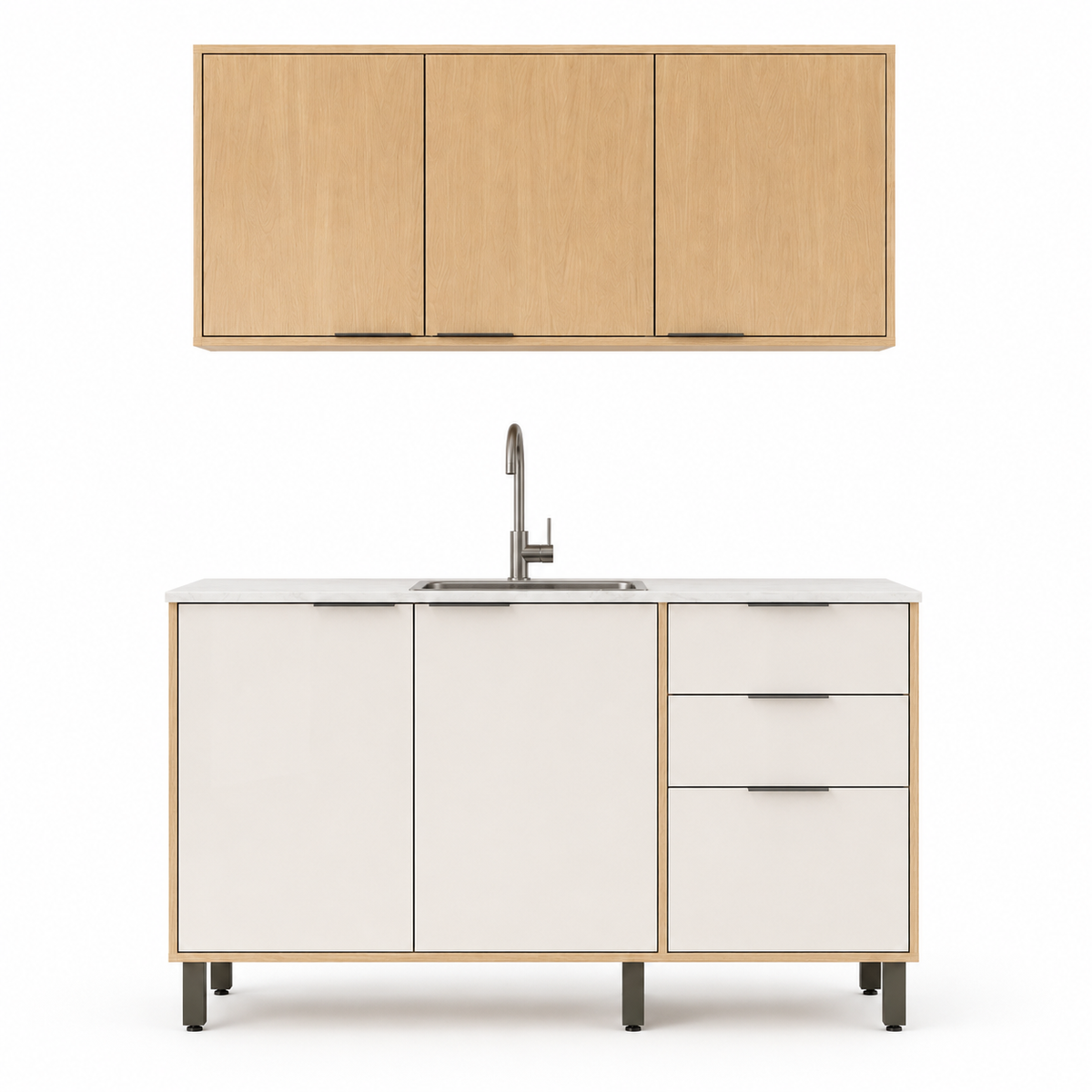 Cocina 120 cm Canarias 6 Puertas 2 Cajones Almendra/Blanco Apagado