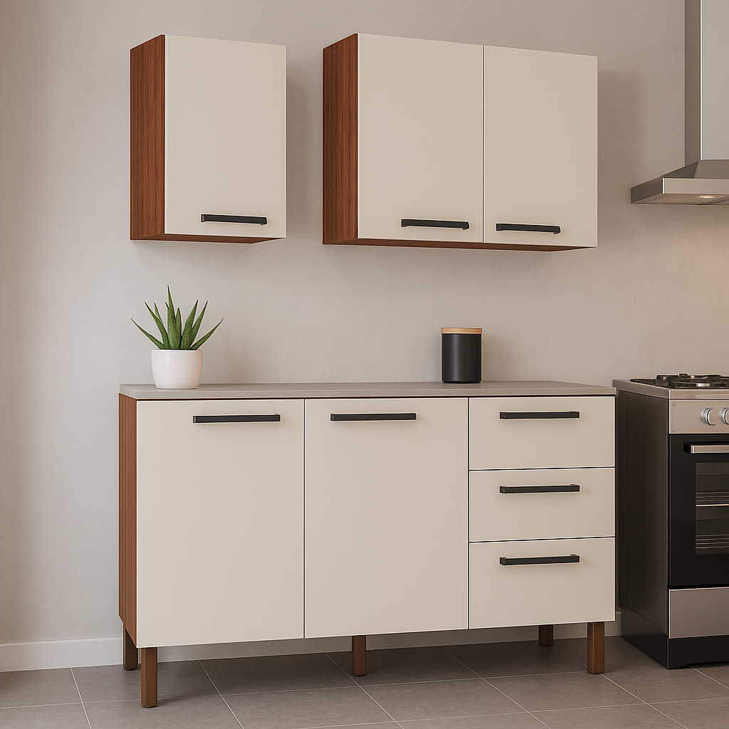 Cocina canna 120cm 6 puertas 2 cajones cafe blanco apagado