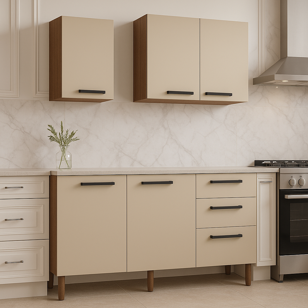 Cocina Canna 6 Puertas 2 Cajones Café/Blanco Apagado