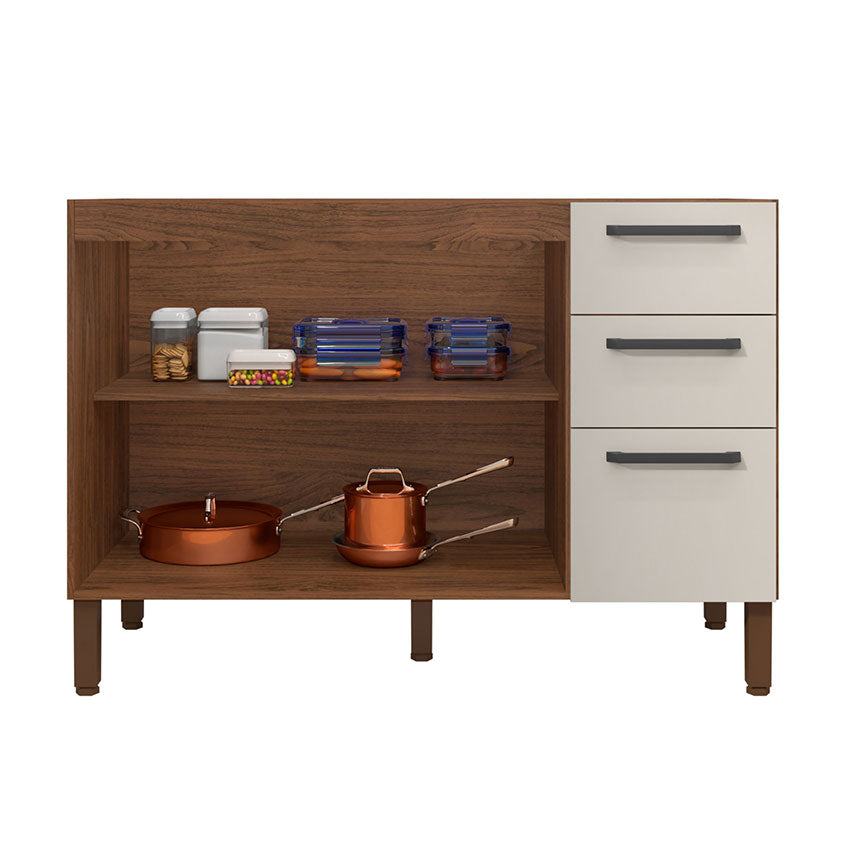 Cocina canna 120cm 6 puertas 2 cajones cafe blanco apagado