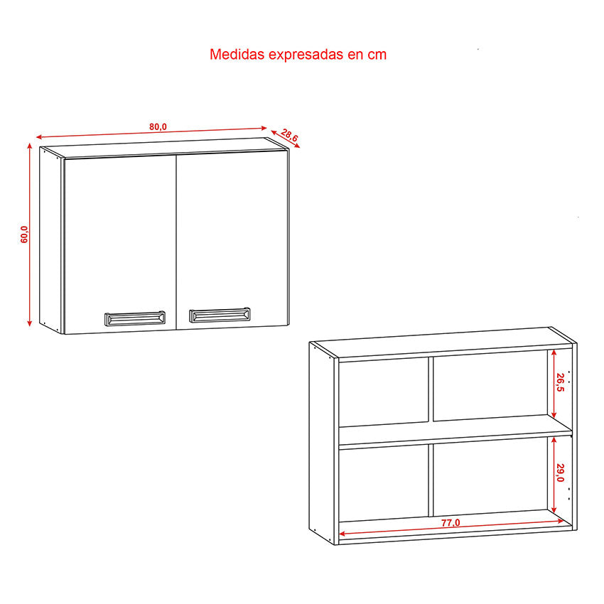 Cocina canna 120cm 6 puertas 2 cajones cafe blanco apagado