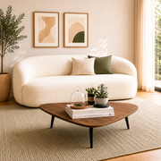 Sala Sofá Boom 72x170x80cm + Mesa Centro Tik Blanco Ovejo/Amaretto
