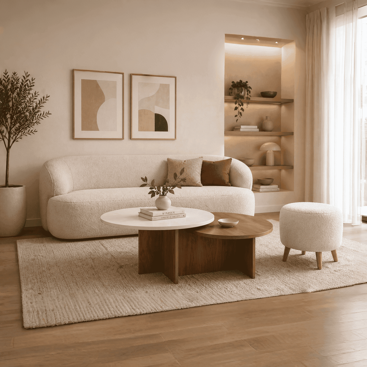 Sala Sofá Boom 72x170x80cm + Mesa Centro Fiji  + Puff Ovejo