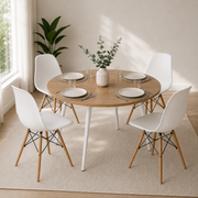 Comedor Redondo Like 4 Puestos 75x80x80cm Vienes + 4 Sillas Blancas