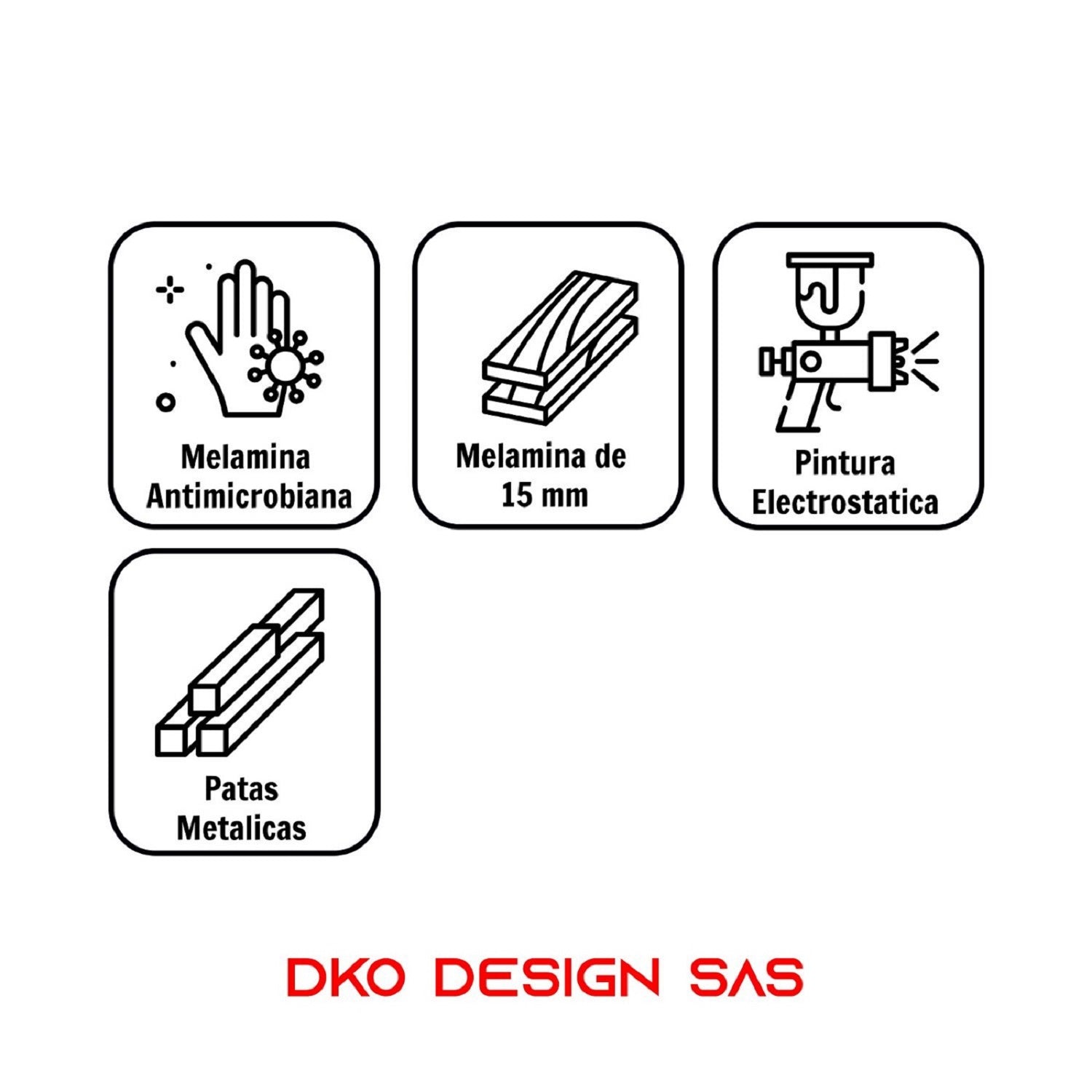 Combo Comedor rectangular 4p (75x110x70) Amaretto + 4 sillas negras