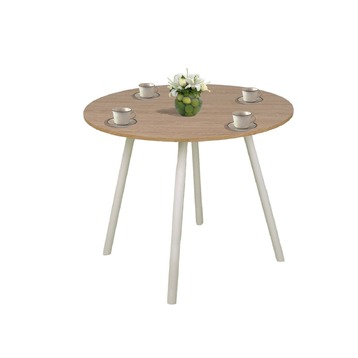 Comedor Redondo 75x80x80cm Vienes + 2 Sillas Guam Blancas