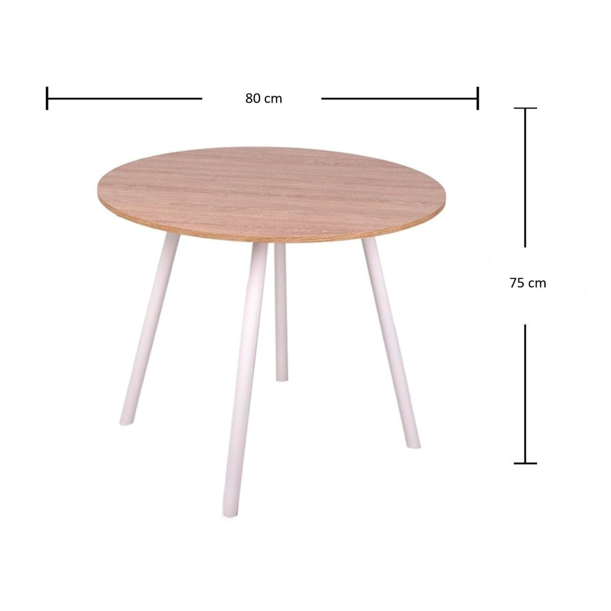 Comedor Redondo 75x80x80cm Vienes + 2 Sillas Guam Blancas