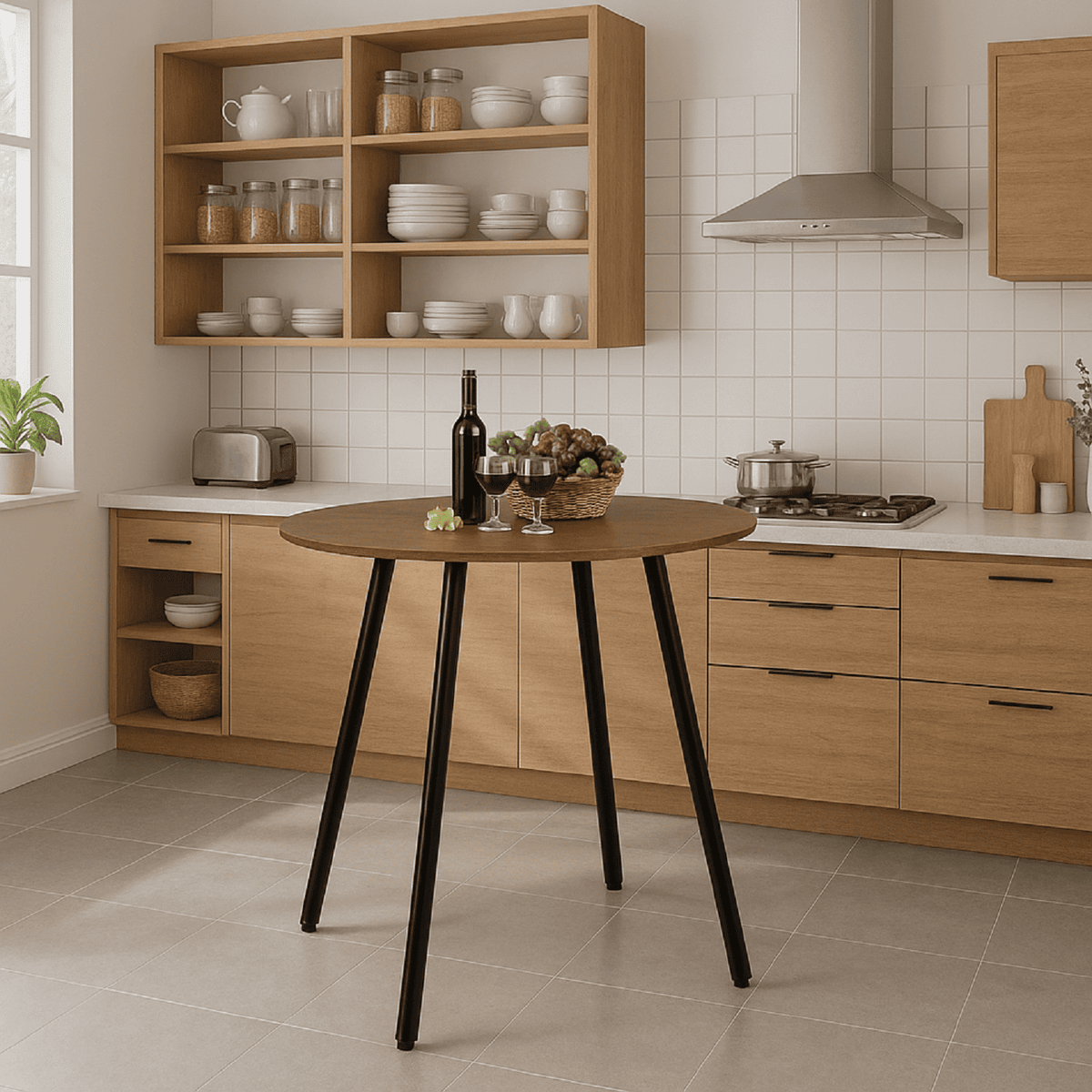 Comedor Redondo 75x80x80cm Amaretto + 2 Sillas Ibiza