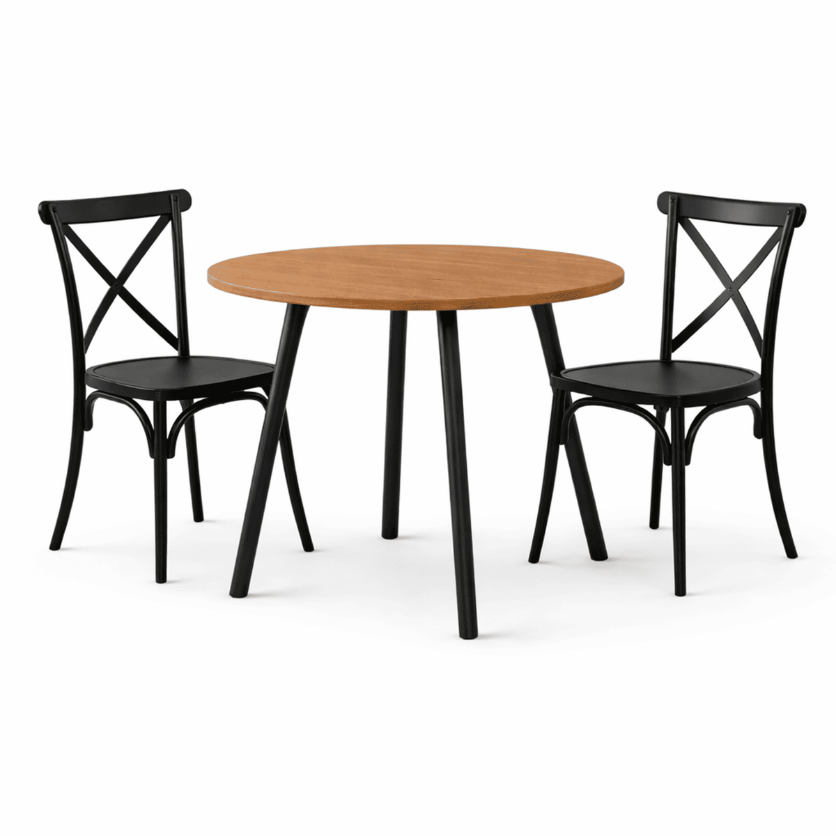 Comedor Redondo 75x80x80cm Amaretto + 2 Sillas Ibiza