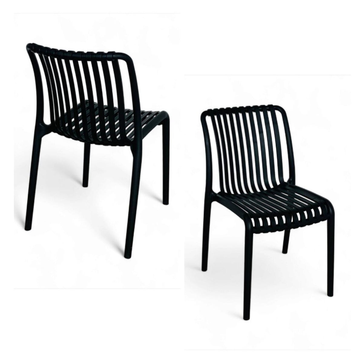 Comedor Redondo Metálico Maiu 72X60X60cm Negro + 2 Sillas Interior y Exterior