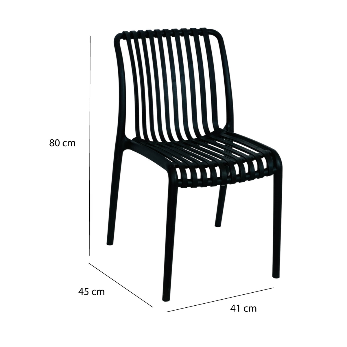 Comedor Redondo Metálico Maiu 72X60X60cm Negro + 2 Sillas Interior y Exterior