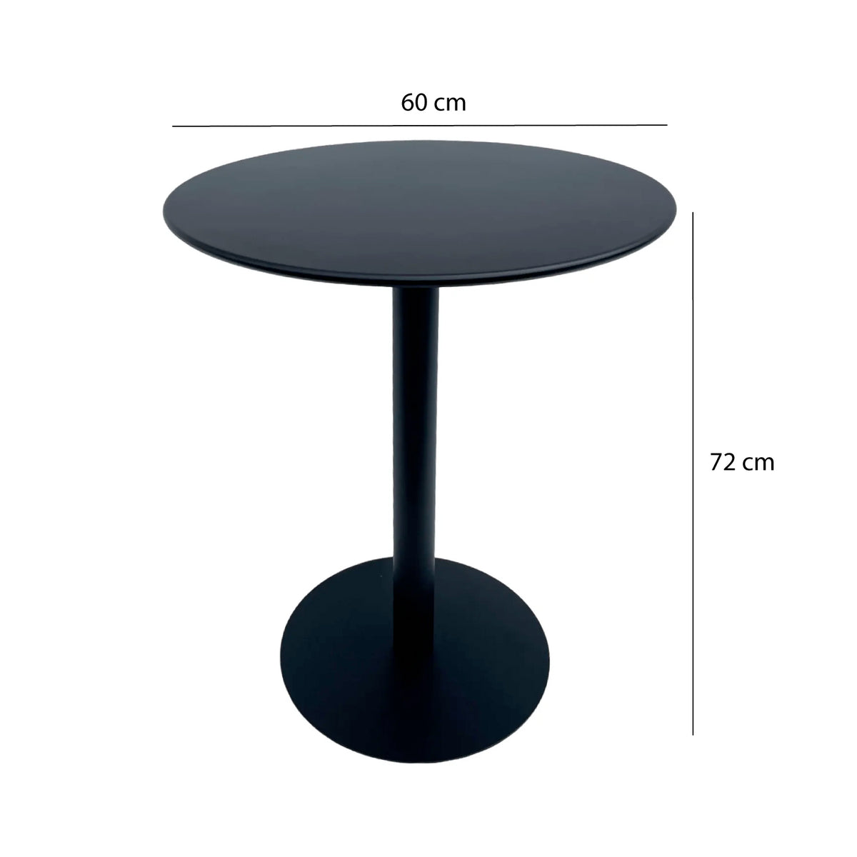 Comedor Redondo Metálico Maiu 72X60X60cm Negro + 2 Sillas Interior y Exterior