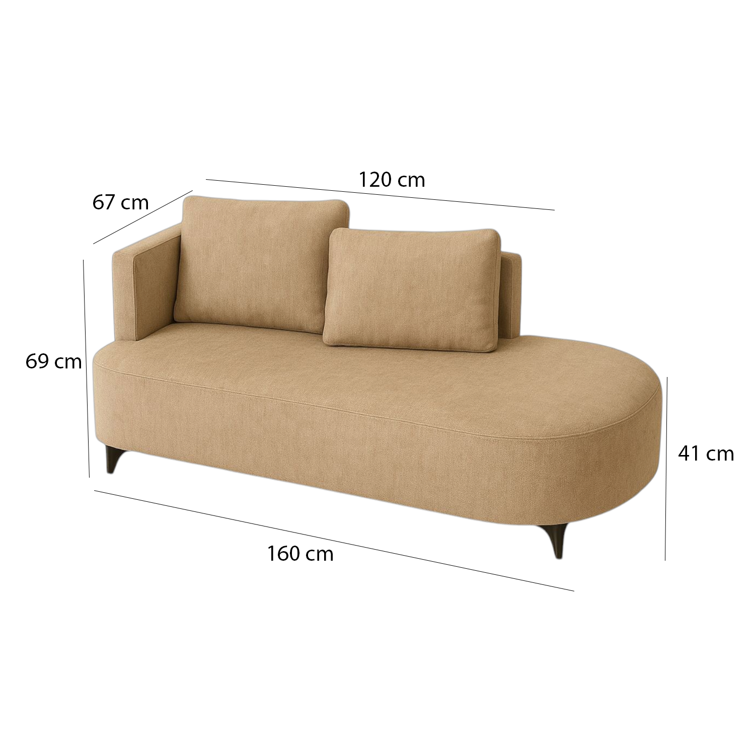 Juego de sala Dubai Basic Sofa+Puff+Mesa de centro (70x160x70) Beige