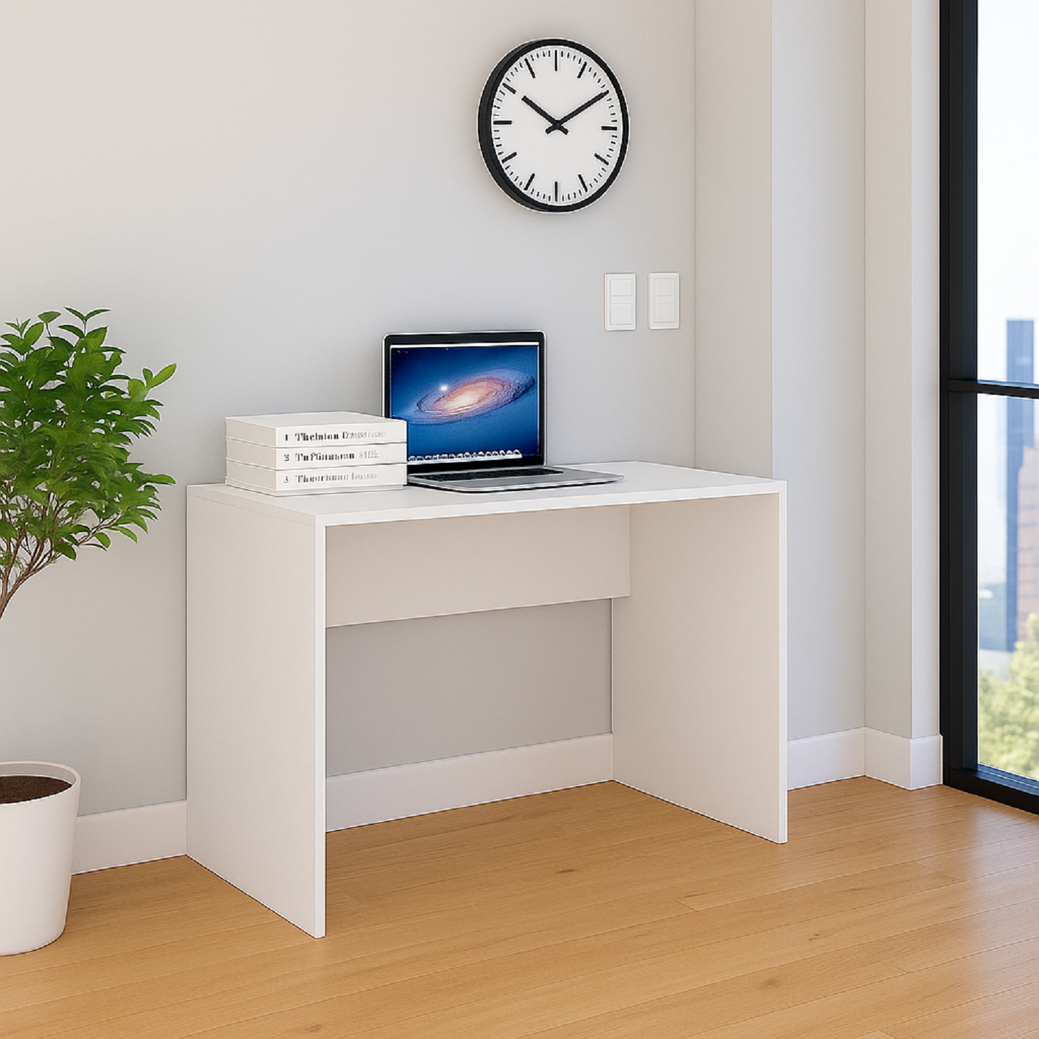 Combo Escritorio Tomy (75x80x40) Blanco + Silla Eames