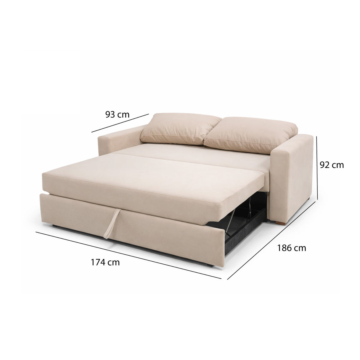 Sala Sofá Cama 92x 174x93cm + Puff + Mesa de Centro N Beige