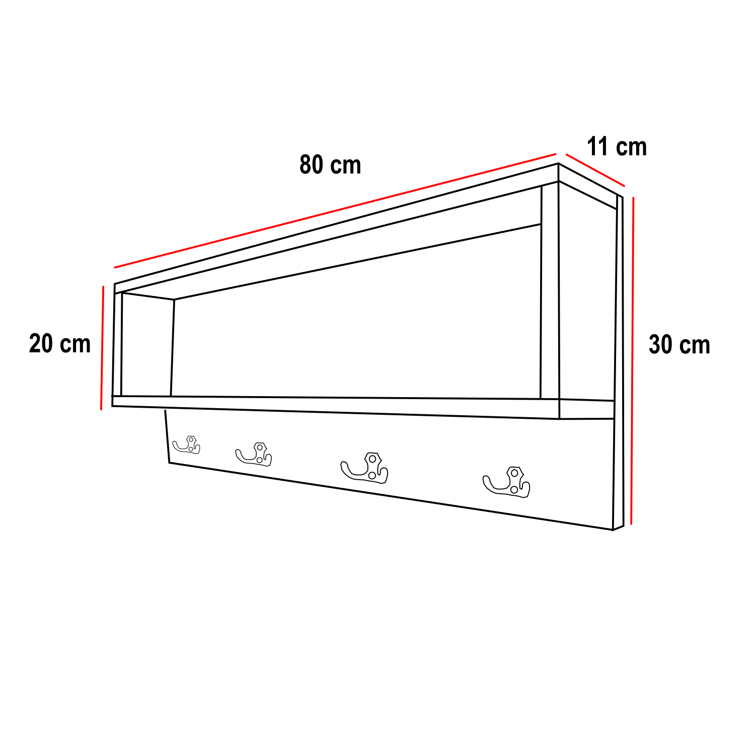 Combo Perchero Flotante +Mueble Organizador Baúl Zapatero Color madera