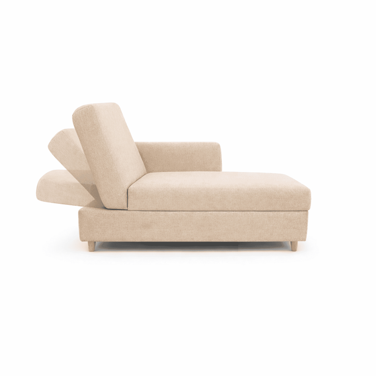 Sala Sofá Cama Reclinable 70x76x86cm + Puff + Mesa de Centro N Beige/Blanca