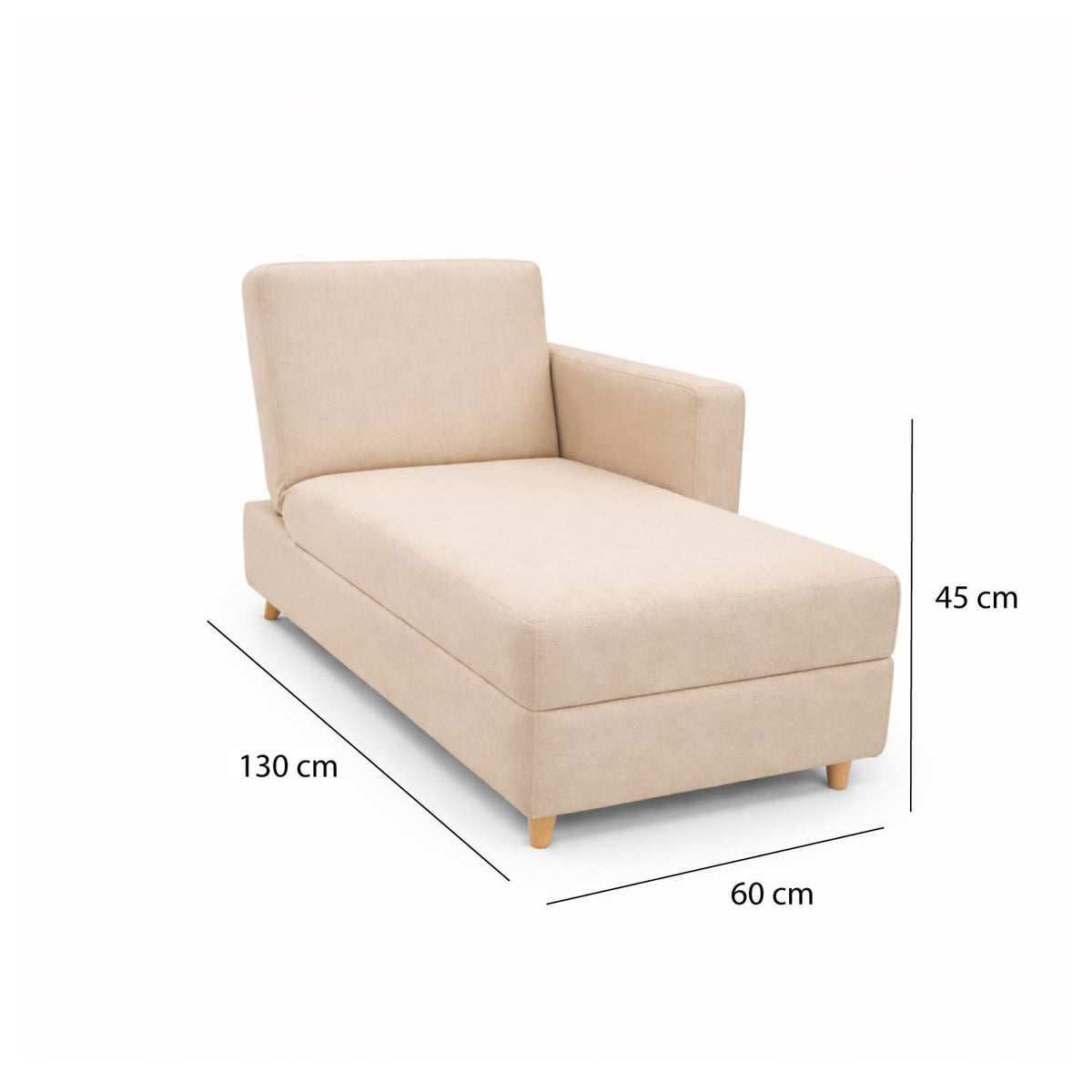 Sala Sofá Cama Reclinable 70x76x86cm + Puff + Mesa de Centro N Beige/Blanca