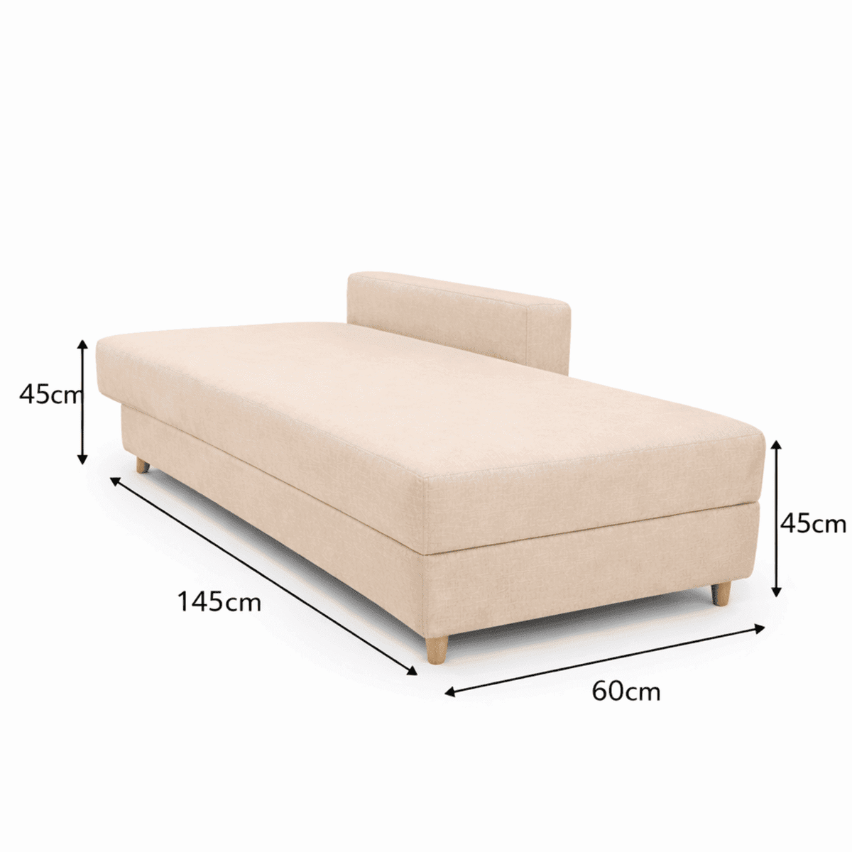 Sala Sofá Cama Reclinable 70x76x86cm + Puff + Mesa de Centro N Beige/Blanca