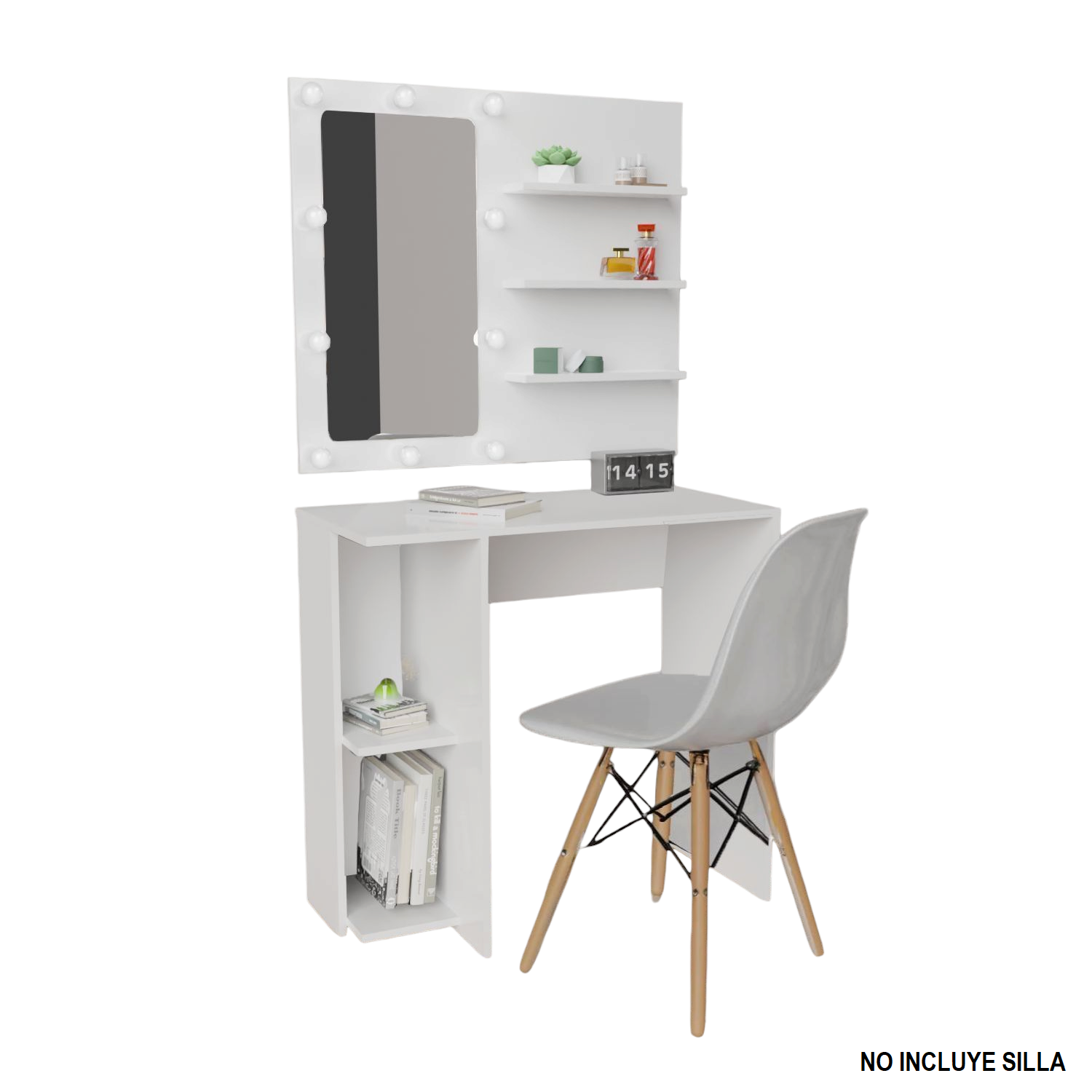 Combo Escritorio Panel Tocador Hollywood (77x80x40) Blanco