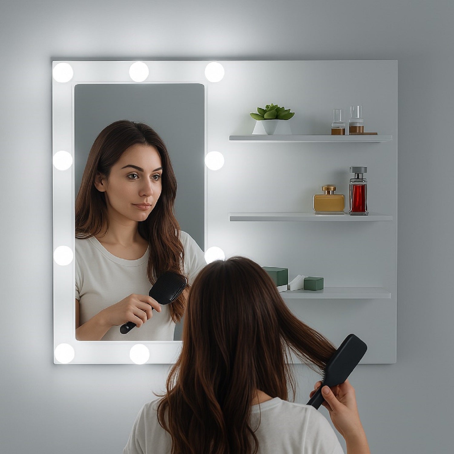 Combo Escritorio Panel Tocador Hollywood (77x80x40) Blanco