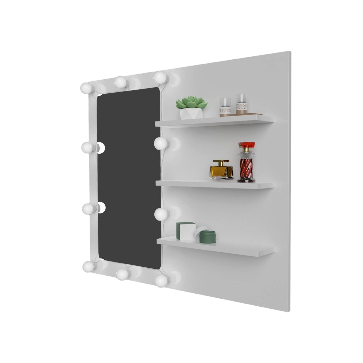 Combo Escritorio Panel Tocador Hollywood (77x80x40) Blanco