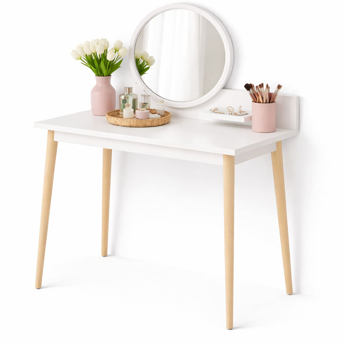 Tocador Nice 135x100x40cm Blanco + Silla Blanca