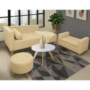 Juego de Sala Sofa (66X163X64)Beige + Puff + Banqueta Baúl + Mesa De Centro