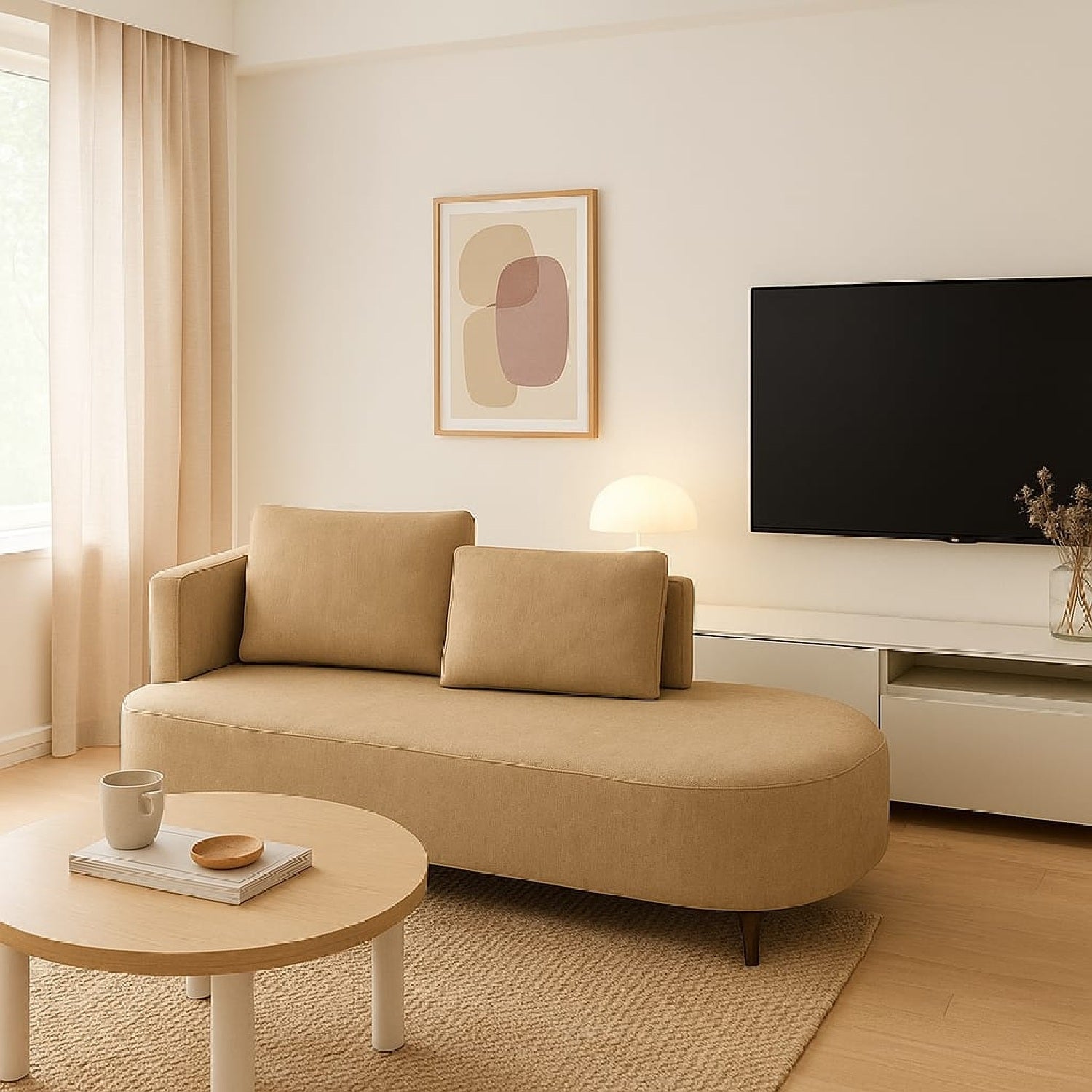 Sofa Moderno Dubai Curvo (70x160x70) Beige