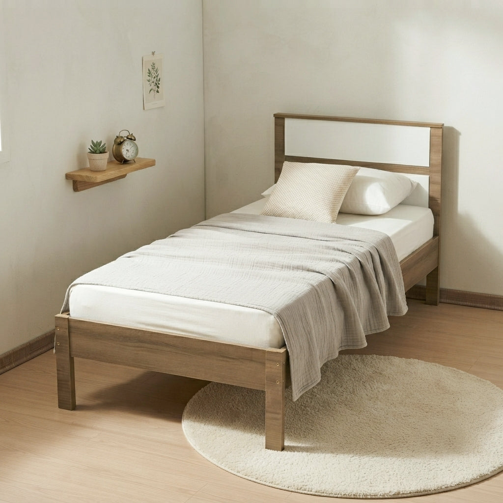 Cama Sencilla Viena Almendra Blanco