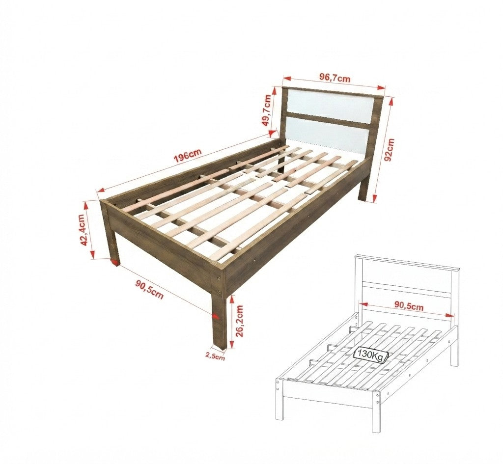 Cama Sencilla Viena Almendra Blanco