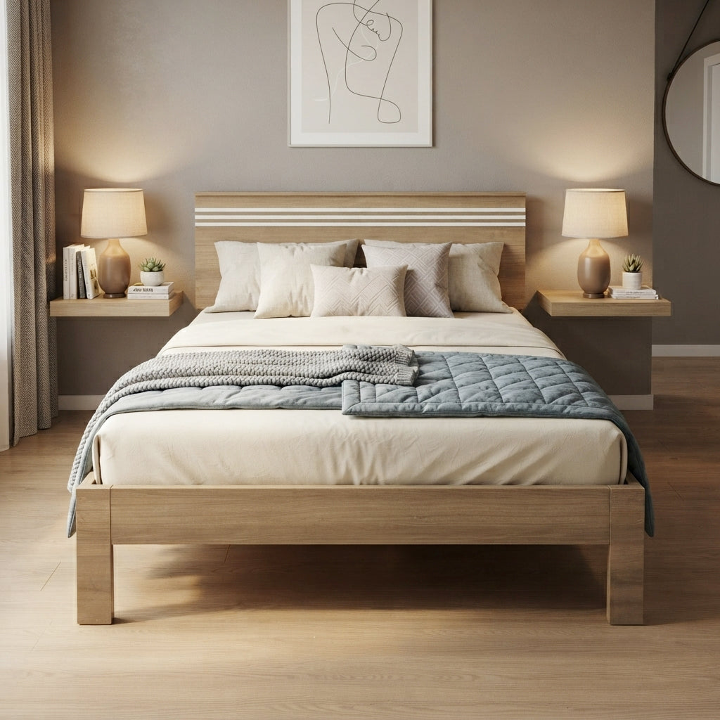 Cama Doble Kaia Almendra/Blanco