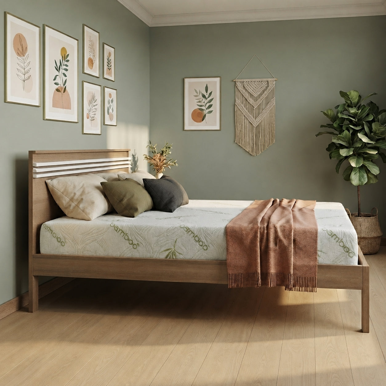 Cama Doble Kaia Almendra/Blanco