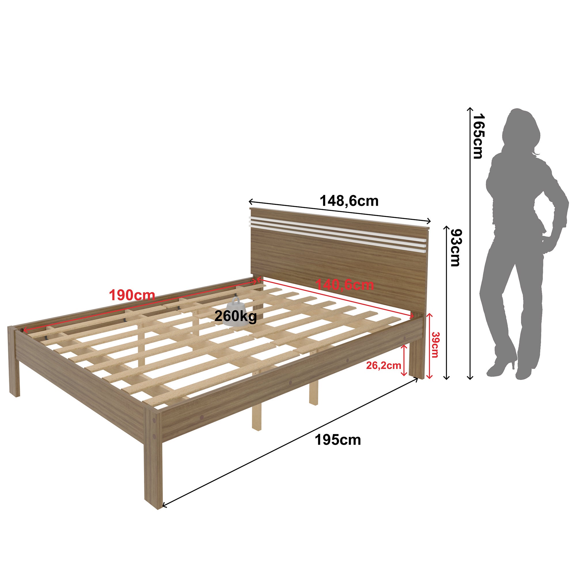 Cama Doble Kaia Almendra/Blanco