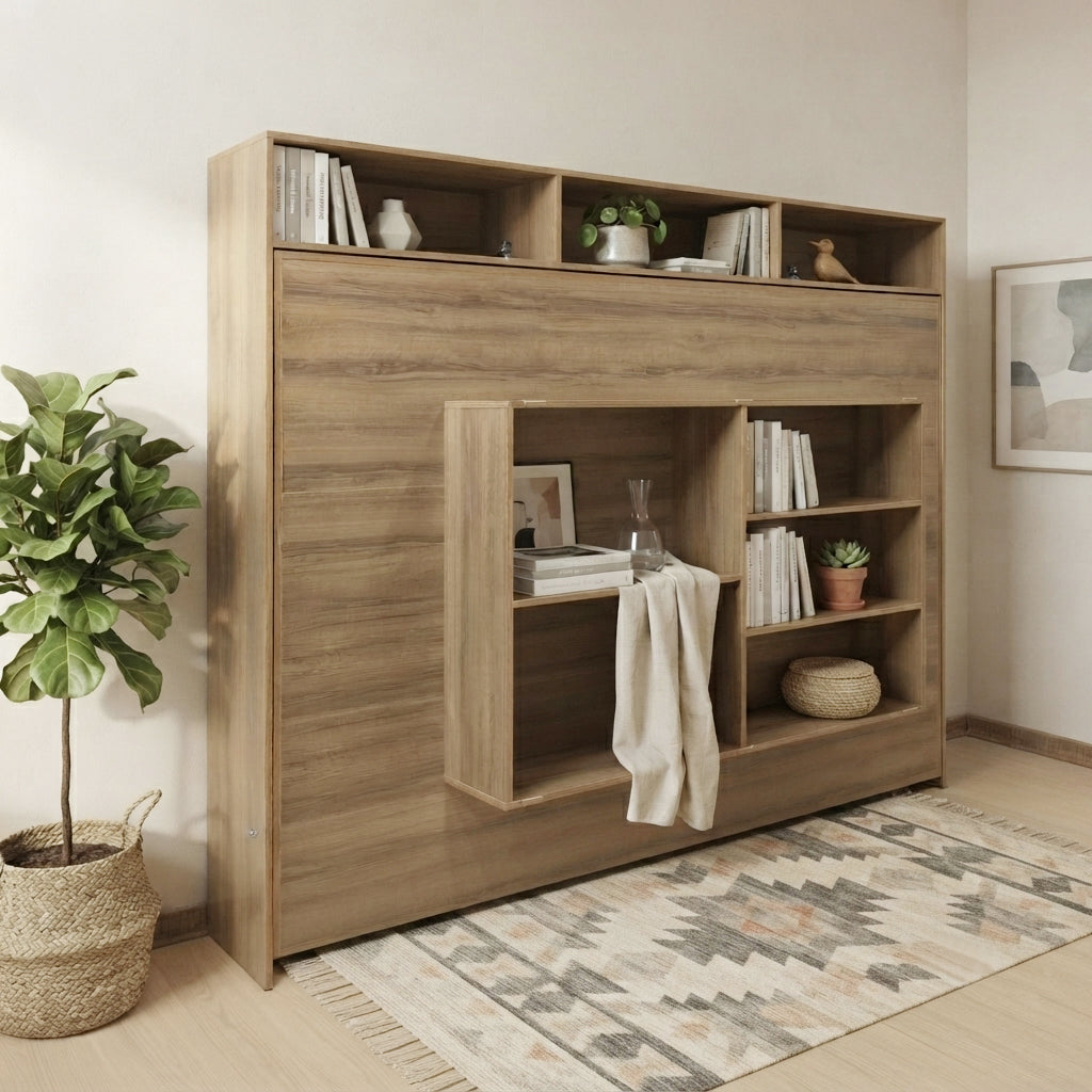 Cama Abatible Doble Ibiza Almendra