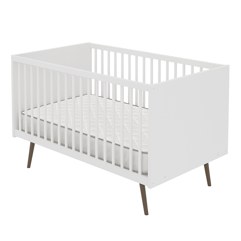 Combo Colchoneta Infantil 70 x 1,30 cm + Cuna Cama Estela Blanco