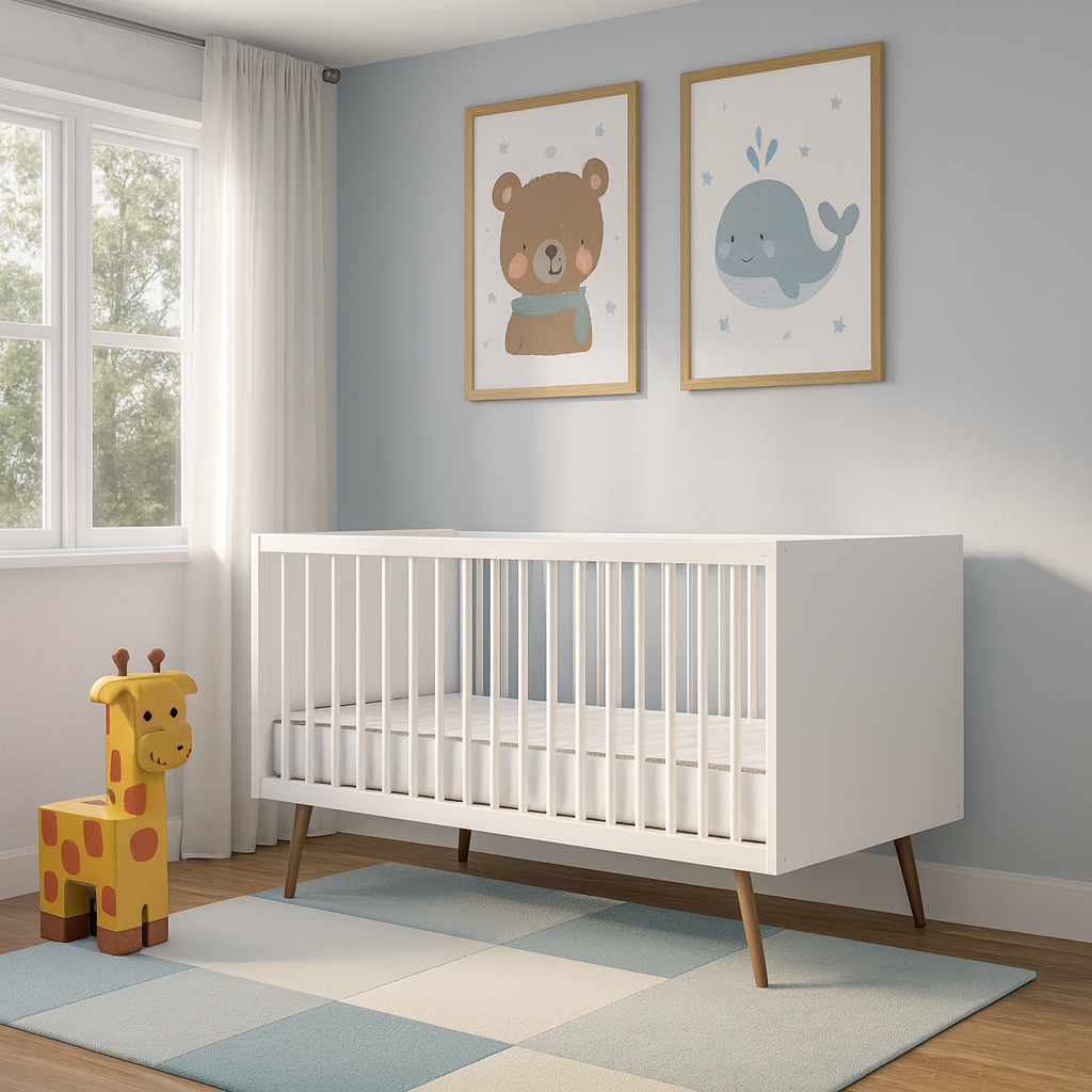 Combo Colchoneta Infantil 70 x 1,30 cm + Cuna Cama Estela Blanco